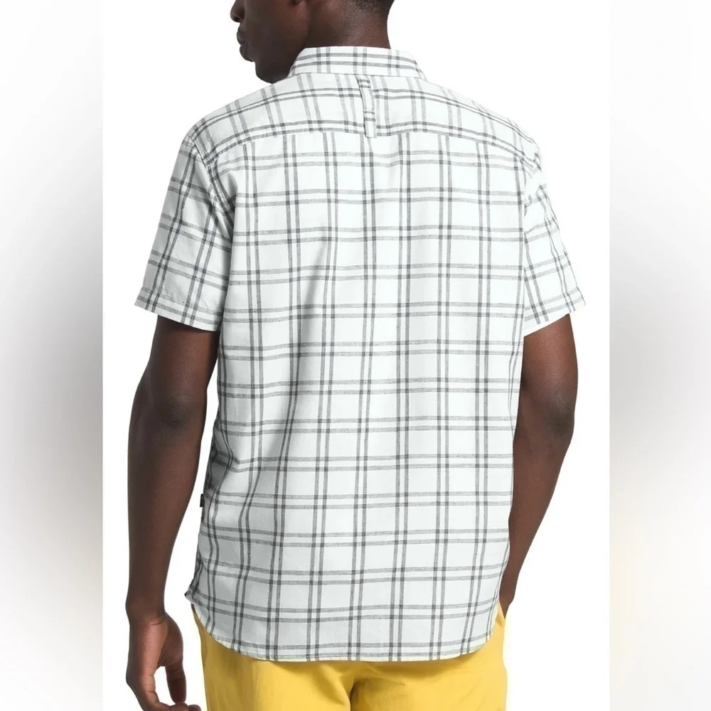 Men’s The North Face Plaid Short Sleeve Hammetts Button Down Blue Gray Size XL
